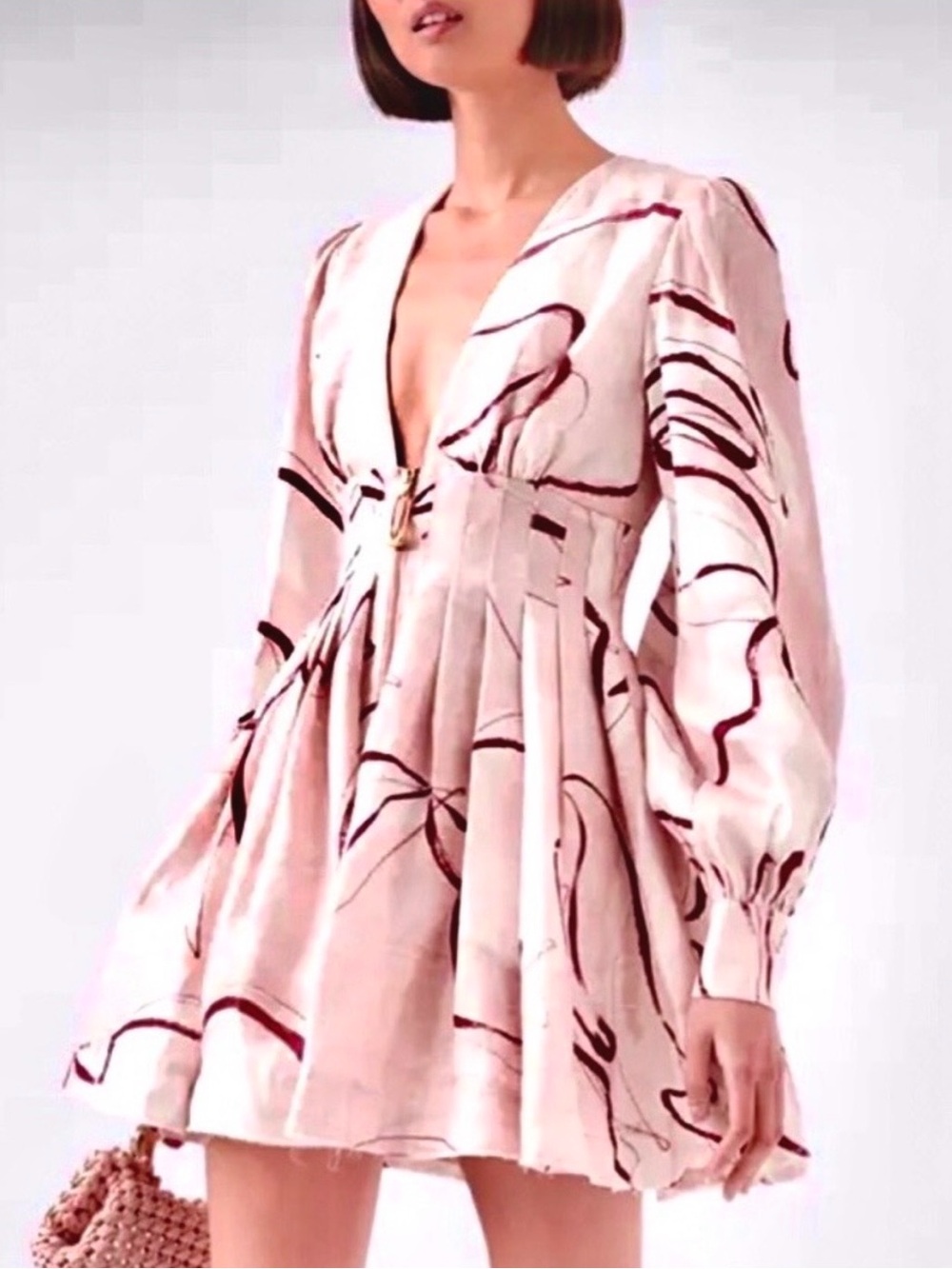 🌺🎉HP🎉🌺 NWT Aje Amelia Plunge Mini Dress Whimsical Dove - Picture 2 of 16